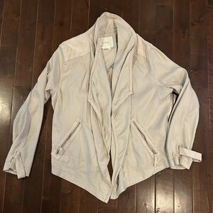 Anthropologie Beige Jacket Linen Blend Open Front Pocket Boho, Women’s XL